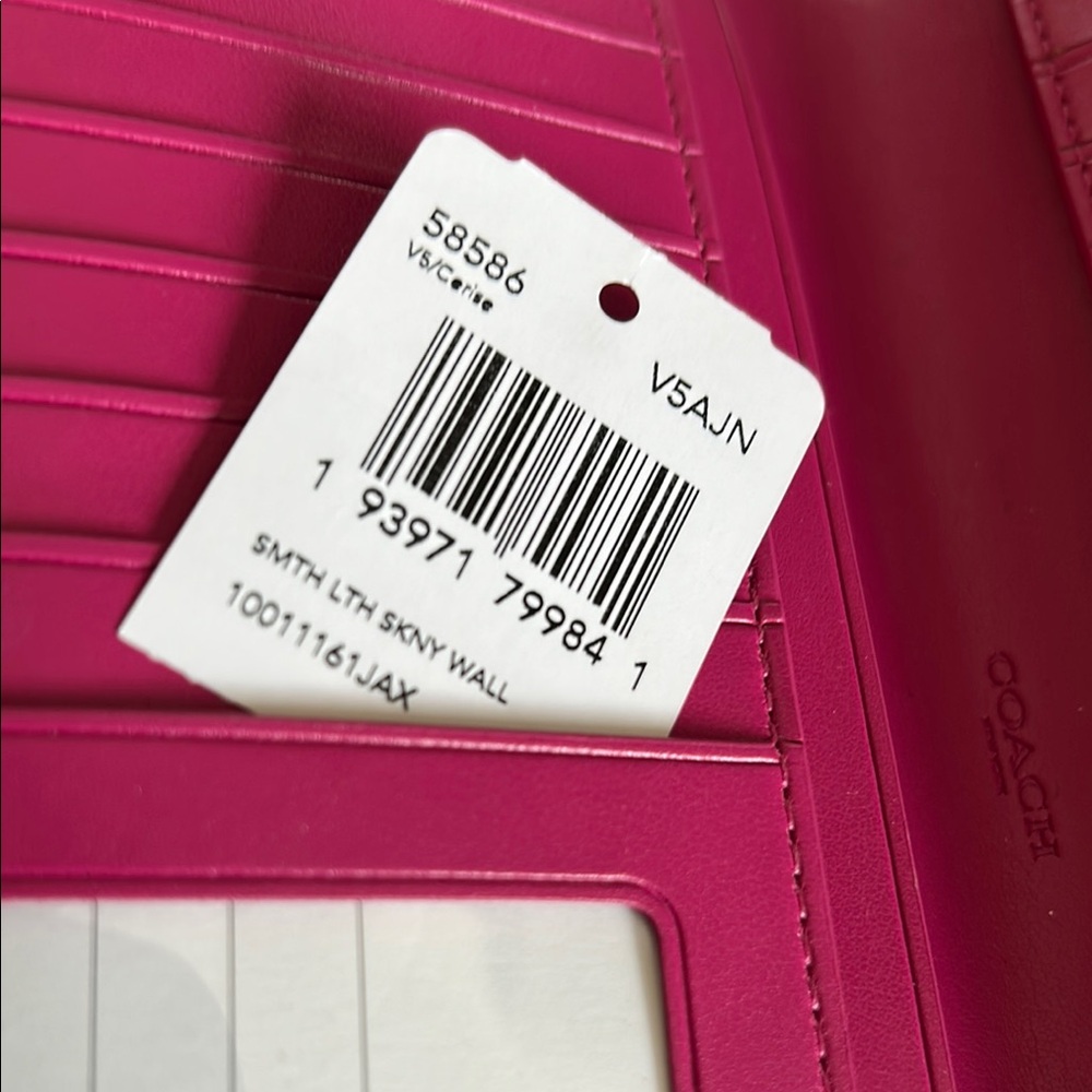 Coach Smooth Leather Fuchsia Women's Wallet - Picture 5 of 16